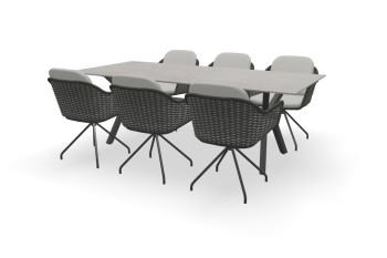 Rechthoekige Dekton Kreta tafel Teano met Focus stoelen