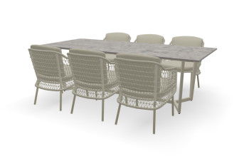 Rechthoekige Dekton Ceppo tafel Formia met Puccini stoelen