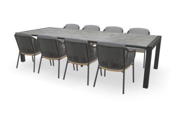 Rechthoekige Dekton Orix tafel Zijliggers met Ravello stoelen