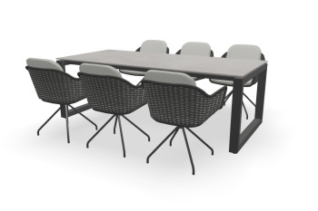 Rechthoekige Dekton Kreta tafel Palermo met Focus stoelen