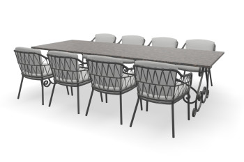 Rechthoekige granieten Tan Brown tafel Paris met Calpi stoelen