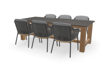 Rechthoekige Dekton Laurent tafel Serra Guariuba met Ravello stoelen