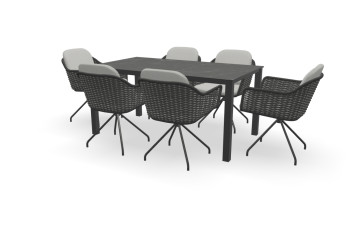 Rechthoekige Dekton Somnia tafel Standaard 60 mm met Focus stoelen