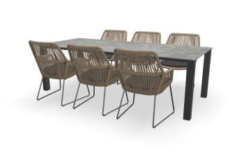 Rechthoekige Dekton Orix tafel Standaard 80 mm met Ramblas stoelen