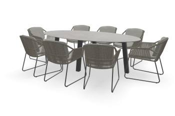 Ovale Dekton Kreta tafel Susa met Accor stoelen