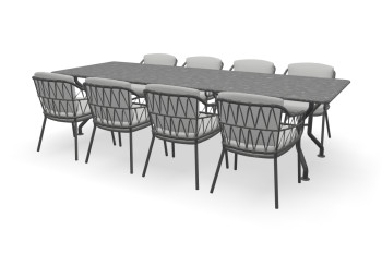 Rechthoekige granieten Steel Grey tafel Universal met Calpi stoelen