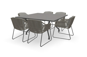 Vierkante granieten Black Pearl tafel Universal met Accor stoelen