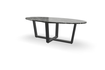 Ovale granieten Black Beauty tafel Milano