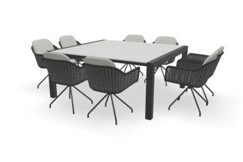 Vierkante Dekton Rem tafel Zijliggers met Focus stoelen