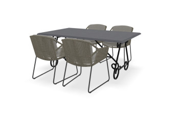 Rechthoekige Belgisch hardsteen tafel Toulouse met Accor stoelen