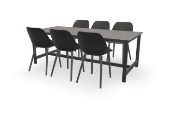 Rechthoekige granieten Black Pearl tafel Padova met Galati stoelen