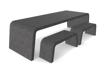 Antracieten betonlook tuintafel met twee banken