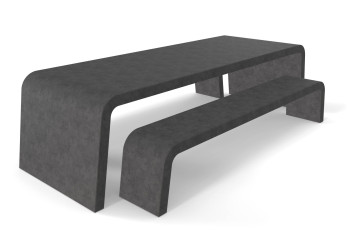 Antracieten betonlook Liv tuintafel met twee betonlook banken