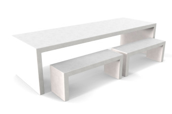 Witte betonlook tafel Lars met twee banken