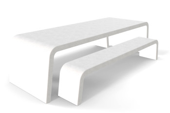 Witte Liv betonlook tuintafel met twee betonlook banken