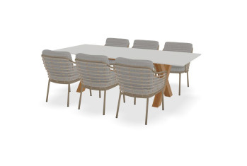 Tafel Dekton Uyuni, onderstel Kruispoot en Como stoelen