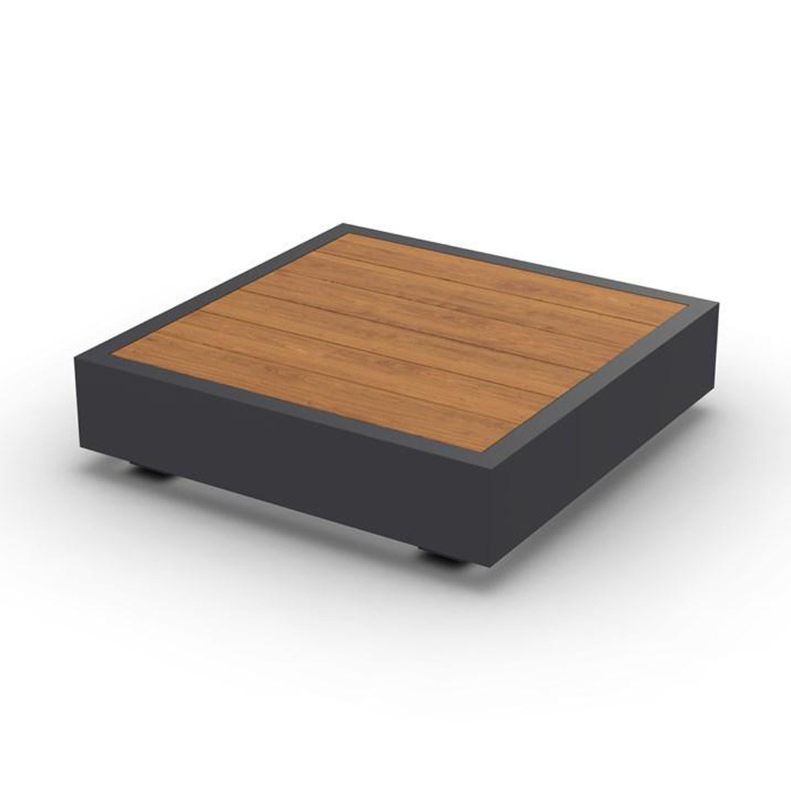 Bari Coffee Table Alu Charcoal Mat Teak Wood 90x90