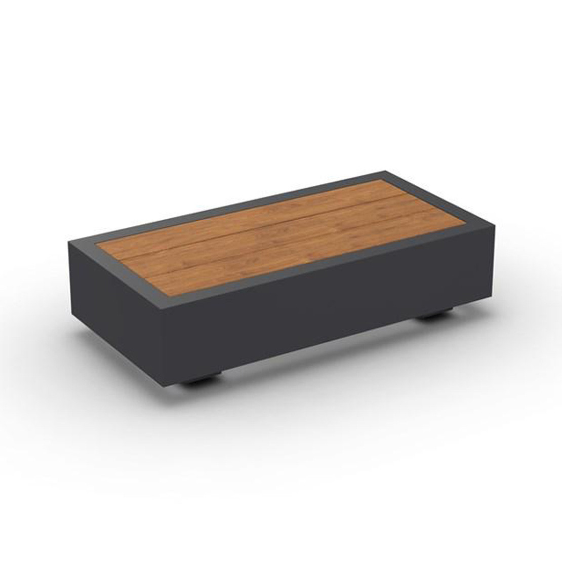 Bari Side Table Alu Charcoal Mat Teak Wood 90x45