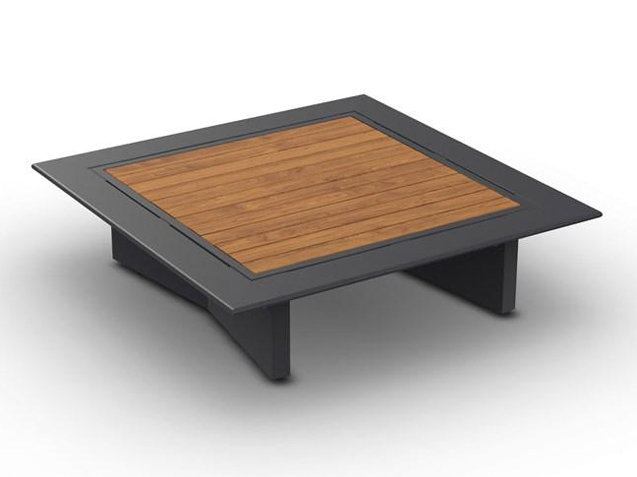 Arbon Coffee Table Alu Charcoal Mat Teak Wood 90x90