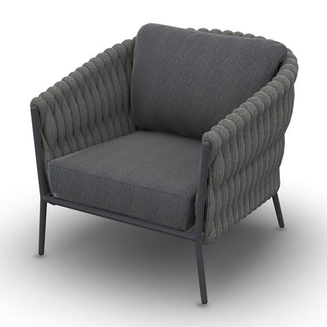 Fortuna Socks Sofa 1-Seat Lounge Chair Alu Charcoal Mat Socks Cushion Seat + Back Single Sunbrella Sooty