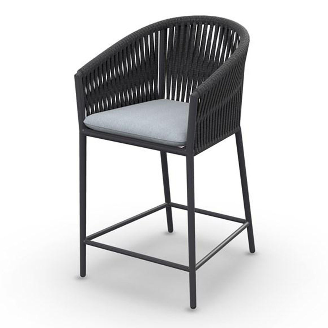 Fortuna Rope Bar Chair With Arms Alu Charcoal Mat Rope Straight