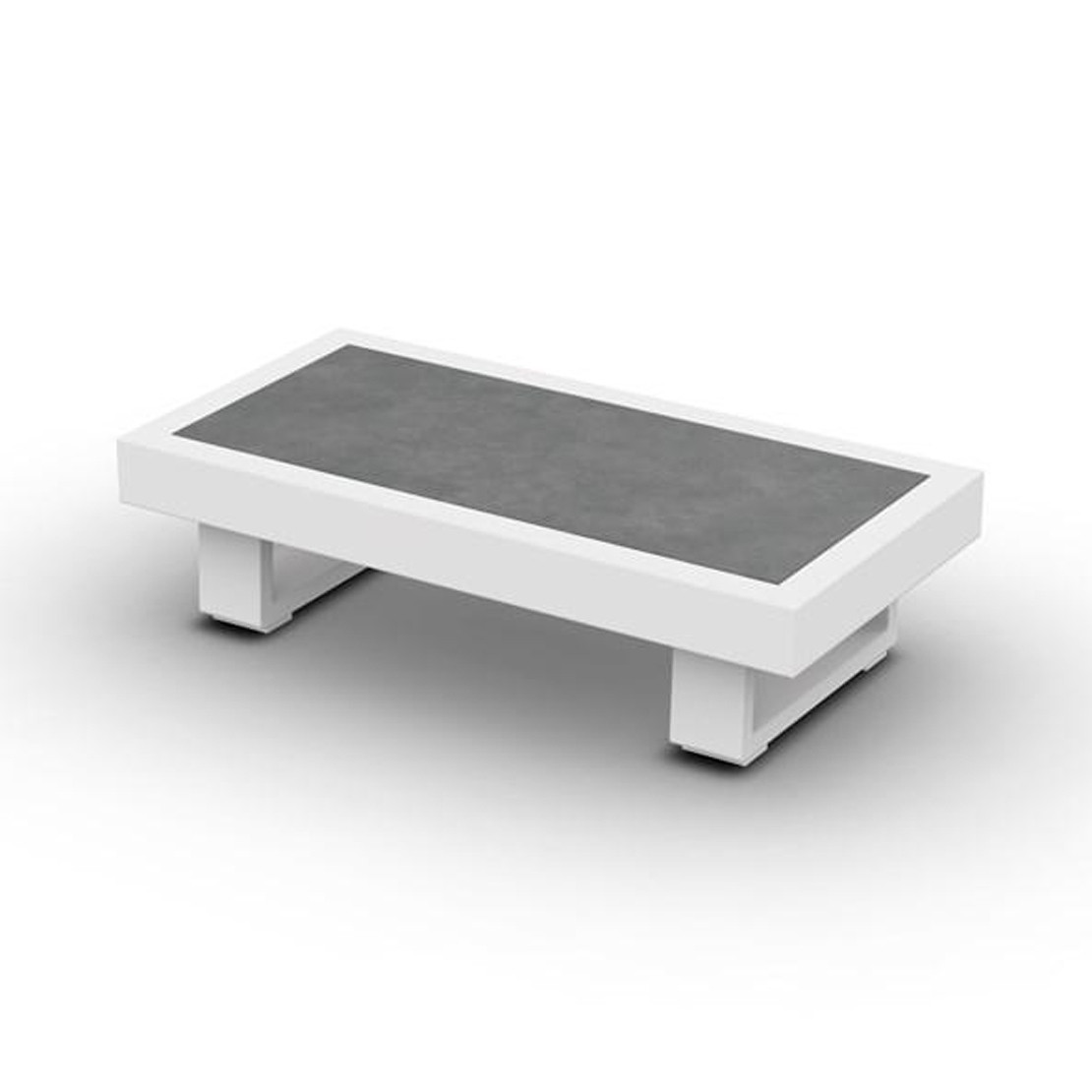 Fano Side Table U-Leg Alu White Mat Ceramic Cement Grey 90X45