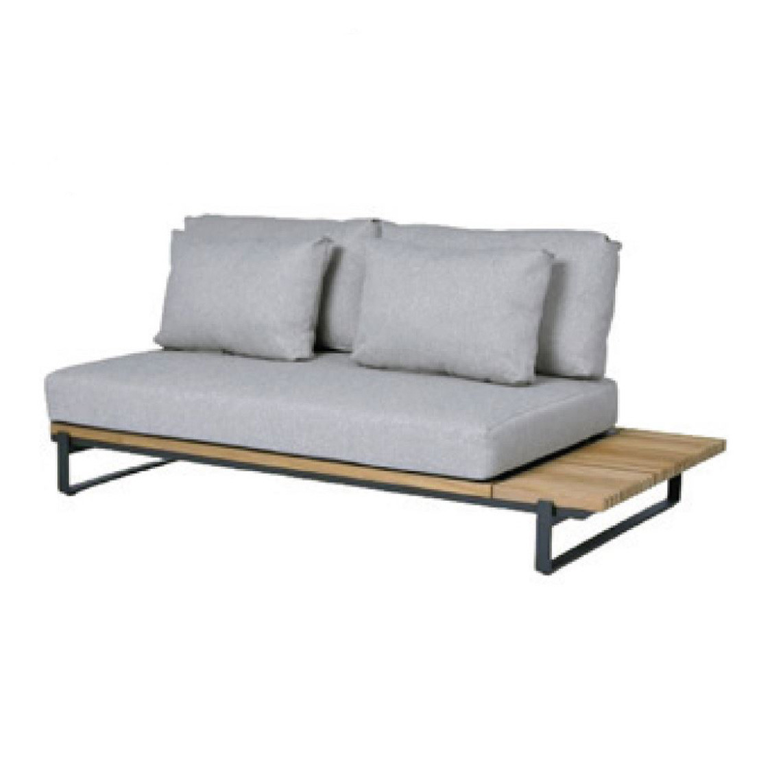 Osaka 2 seater left or right teak anthracite with 4 cushions