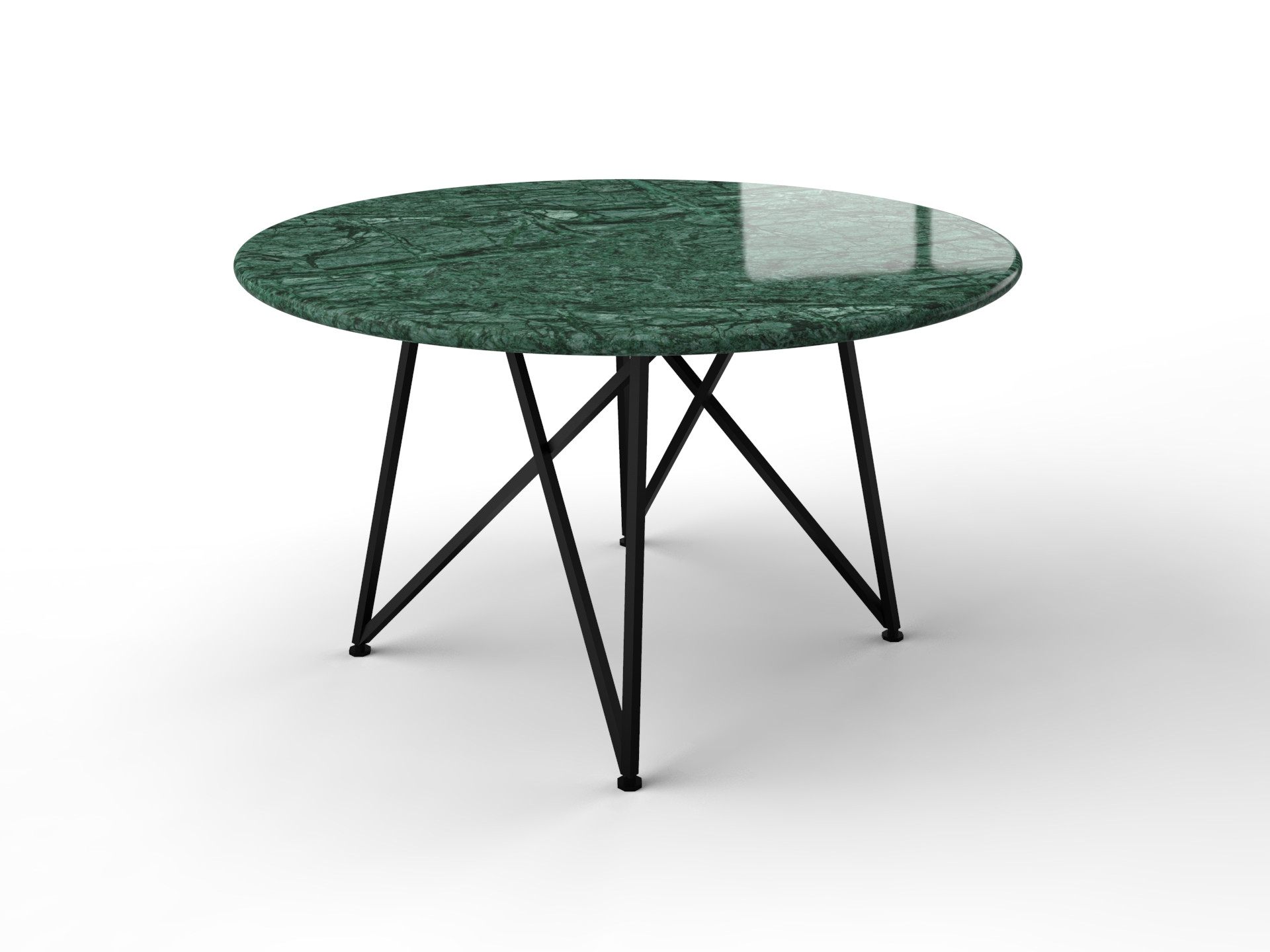 Groene marmeren tafel met scandanavisch design onderstel