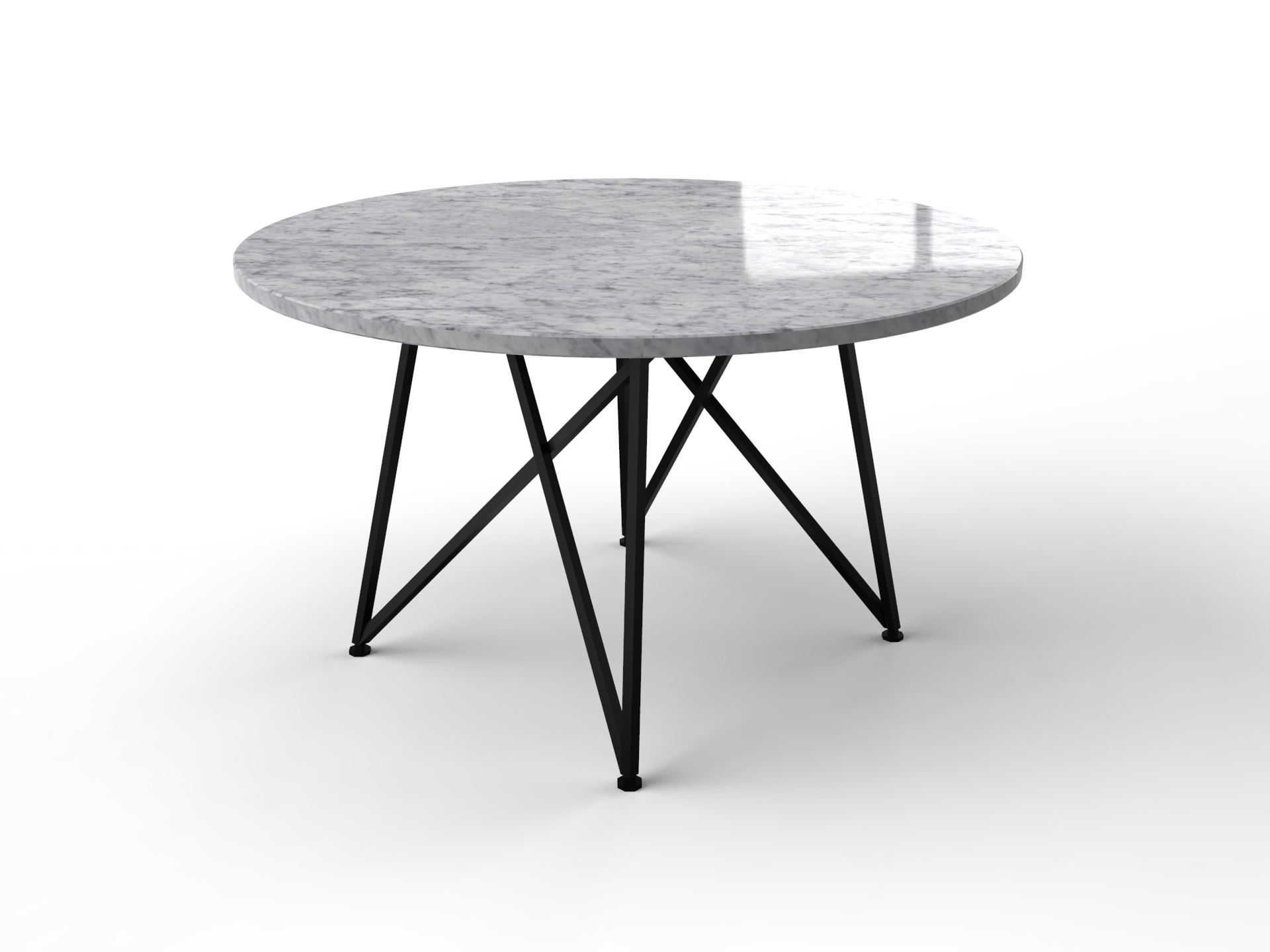 Wit marmeren tafel Bianco Carrara met zwart genua onderstel