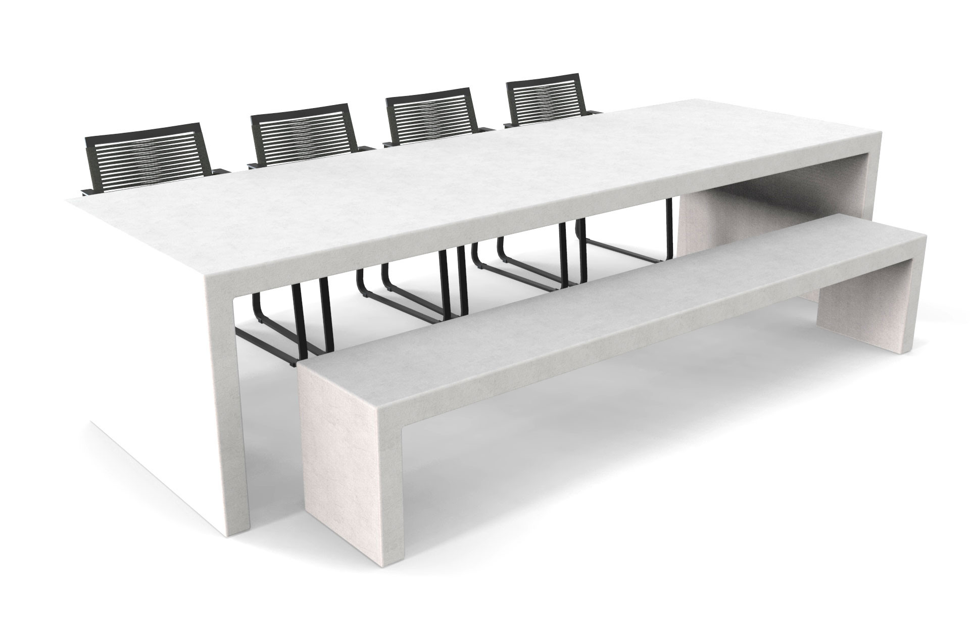 Witte betonlook tafel Lars met bank en stoelen