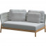 Avalon teak modular 2 seater bench right arm Frozen with 5 cushions