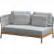 Avalon teak modular 2 seater bench right arm Frozen with 5 cushions